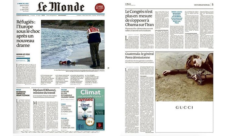 Periodico Le Monde del 4 de septiembre de 2015